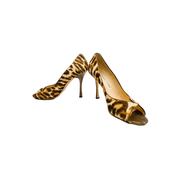 Manolo Blahnik Women's Animal Print Fur Heels - Used - Size 40.5 - Picture 1 of 4